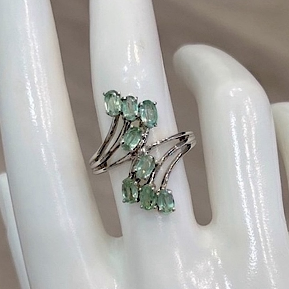 Green Kyanite Sterling Silver Bypass Ring Sz 8